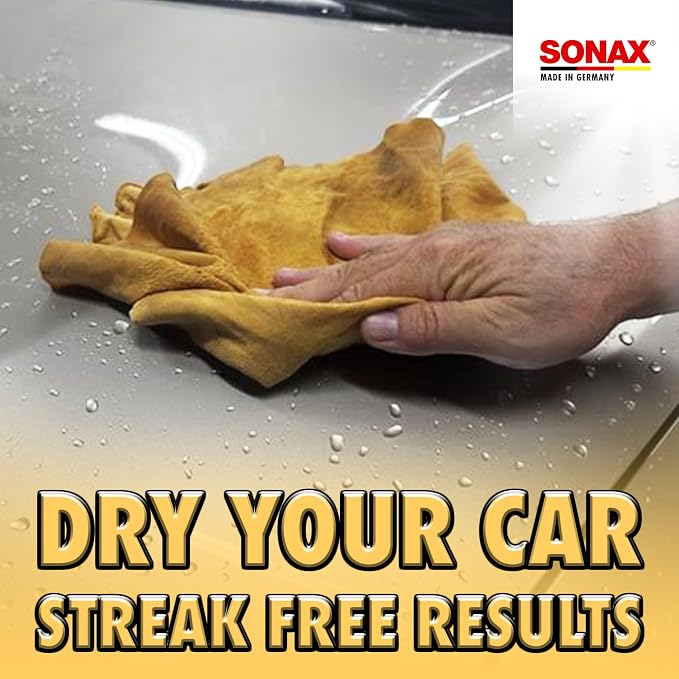 SONAX Premium Leather Chamois – Soft, Absorbent Car Drying and Detailing Towel for Automotive & Household Use | 416300