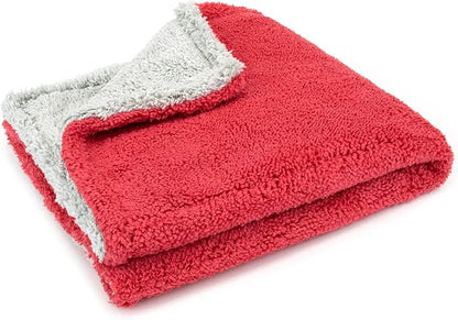 Autofiber Royal Plush Double Pile Microfiber Detailing Towel - Pack of 3, Red/Gray (16 inch x 16 inch, 600 GSM)