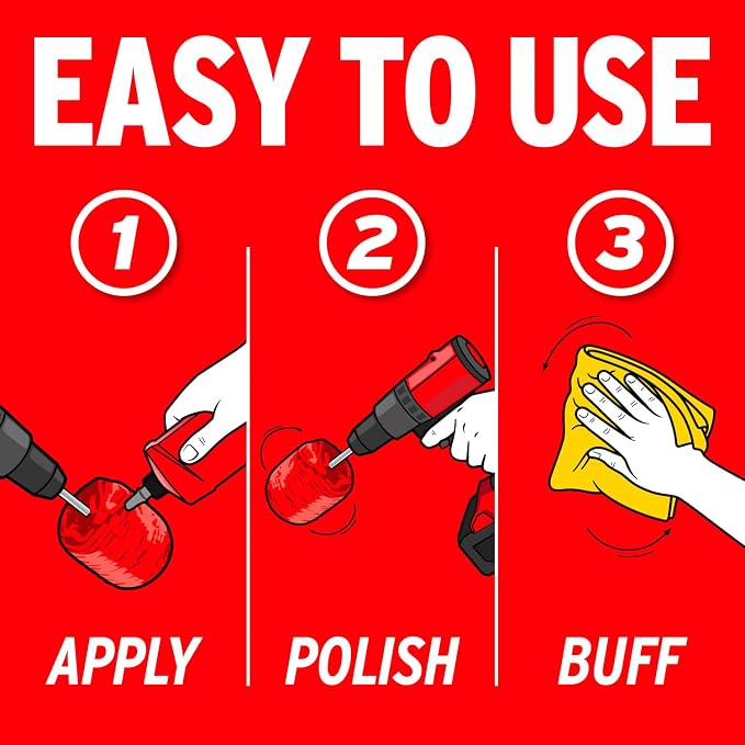 Mothers PowerBall 2, Polishing Tool with 10” Quick Swap Bit – Drill-Powered, Polishes Deep-Dish Wheels & Tight Areas with Ease, Delivers Fast & Unmatched Shine (05143)