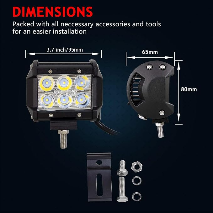 Willpower 2PCS 18w 4 inch Spot LED Work Light Bar for Truck Car ATV SUV 4X4 Jeep Truck Driving Lamp Off Road led Lights