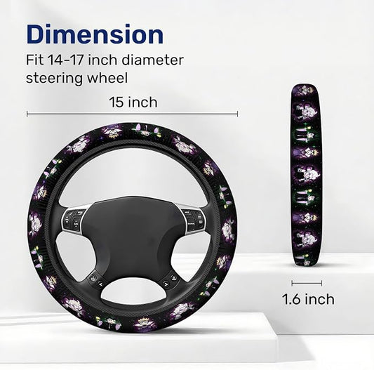 GENANY Dark Queen Steering Wheel Cover, Non Slip Polyester Car Wheel Protector for Car SUV Truck, Universal 15 Inch