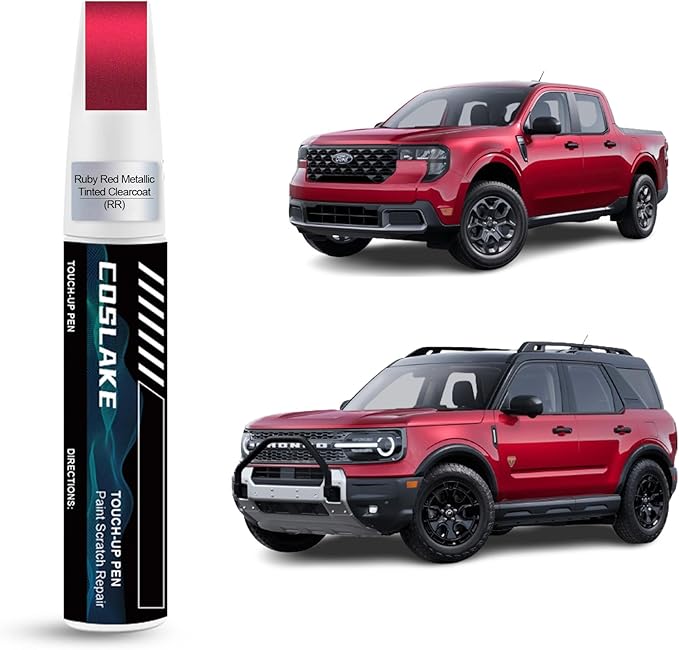 Car Touch Up Paint(Ruby Red Metallic Tinted Clearcoat(RR)) for Ford, Car Paint Scratch Repair Kit, Quick & Easy Solution to Repair, 2 in 1 Scratch Remover Pen with 2PCS Disposable Micro Applicators