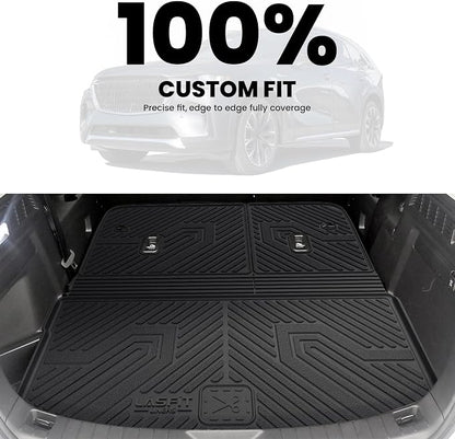 LASFIT Cargo Mat with Backrest Mat for Mazda CX90 / CX90 PHEV 2024 2025 2026 (Only Fit 3rd Row 60/40 Split-bench Seats 3-Seats) TPE Custom Fit All Weather Trunk Liner Waterproof Cargo Tray Accessories