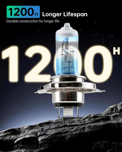 littlelucky H4/9003/HB2 Halogen Bulbs, 3800k Warm White Light, 300% Brighter, High Performance 12V/60W Halogen Light for High/Low Beam Replacement Bulb, 1200H Lifespan, Plug&Play 2 Pack