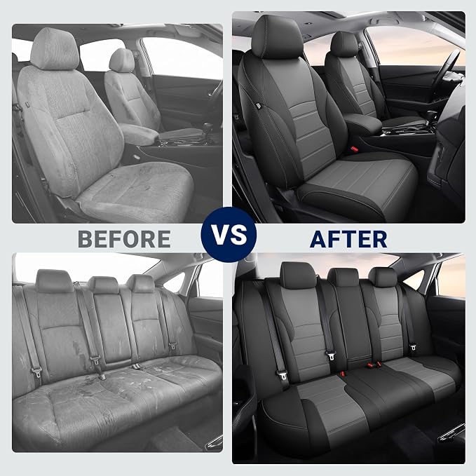 Custom for Honda Accord Seat Covers 2023 2024 2025 2026 EX,SE,EX-L,Sport-L,Touring & 2023-2026 (Hybrid) Sport,Touring,EXL,Sport-L, (Rear Row W/40/60 Split Backrest) - Black Grey