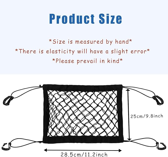 2PCS Dog Car Net Barrier, Dog Net for Pet Netting for Car with Stretchable Storage Bag Universal for Cars Black High Elastic Double Layer Motorcycle Cargo Nets(11.2 * 9.8in)
