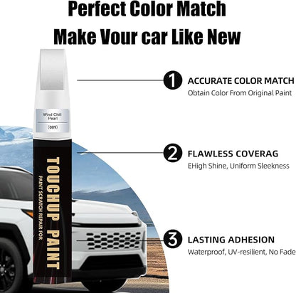 Wind Chill Pearl Tricoat (089) Car Paint Touch Up Pen for Toyota, 2-In-1 Color Accurate Touch Up Car Scratch Repair Paint Exact Match Toyota Series Automotive Scratch Remover for Nicks & Chips Repair