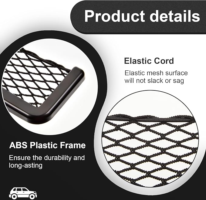 Frienda 2 Pcs Boat Storage Net Bag, ABS Plastic Car Framed Mesh Net Holder, Phone & Cargo Organizer with Screws for Auto, Rv, Boat, Pontoon, Truck Pocket Storage (16 x 8 Inch)