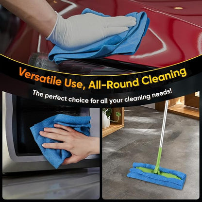 HOMEXCEL Blue Microfiber Cleaning Cloths 100 Pack, Reusable Cleaning Rags Shop Towels - Bulk Multipurpose Microfiber Towels, Lint Free Cleaning Towels for Car, House & Kitchen, 11.5 x 11.5 inch