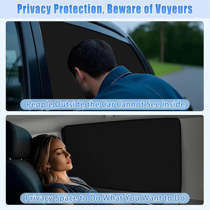 ZATOOTO Car Window Covers for Rear Side Window Curtains Suede Sun Shade for Privacy Blackout for UV Protection, Car Shades for Large Rear Window, 21.2×39.3in