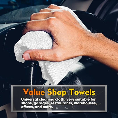 HOMEXCEL White Microfiber Cleaning Cloths 100 Pack, Reusable Cleaning Rags Shop Towels - Bulk Multipurpose Microfiber Towels, Lint Free Cleaning Towels for Car, House & Kitchen, 11.5 x 11.5 inch