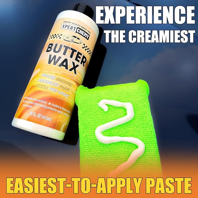 Butter Wet Wax for Car, Polishes and Protects, High Gloss Shine Wax for Cars, Trucks, SUVs, RVs, Long-lasting Shine,16oz