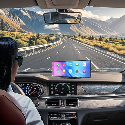 10.26" HD Carplay Screen for Car Stereo, 4K Dash Cam Wireless Portable Touch Screen Car Play with Apple Carplay & Android Auto with 1080P Back Up Camera, Bluetooth, Mirror Link, GPS, AUX+64GB