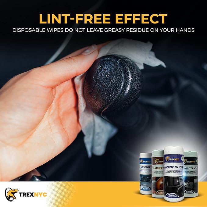 Protectant Wipes, Car Interior Cleaner to Protect Interior Car Surfaces and Fight Cracking & Fading (Leather Wipes, 3 Packs)