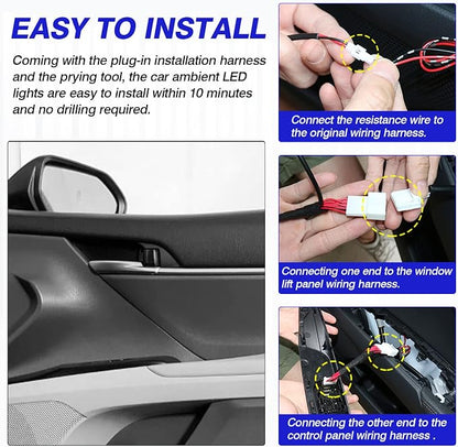 Powerty LED Light for 2018-2023 2024 Toyota Camry Accessories Inner Door Handle Bowl Mood Lighting Decorative Interior Lamp 4PCS Blue