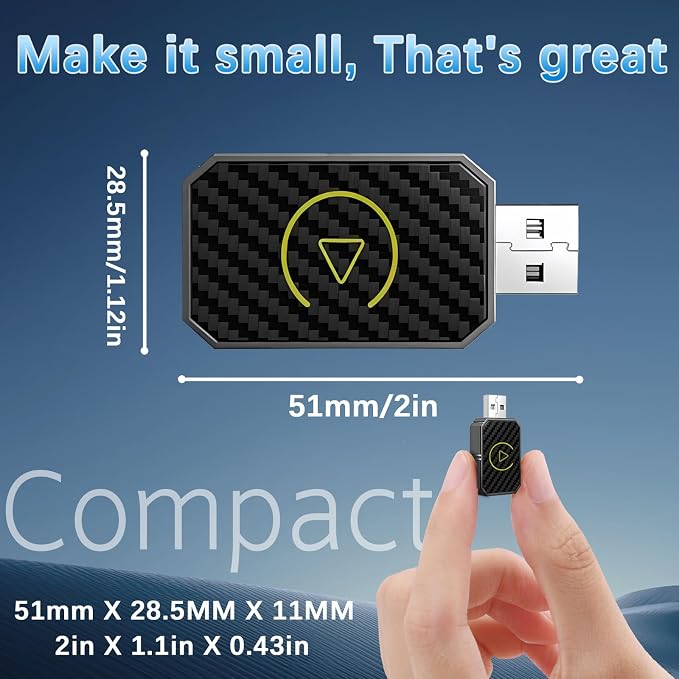 Wireless Carplay Adapter for Apple Android Auto Wireless Adapter for Factory Wired Cars,Bluetooth Fast Auto-Connect No Lag for iPhone 6+/iOS 10+ Android 11+