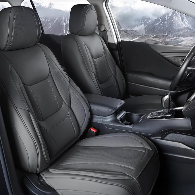Coverland Custom SUV Car Seat Covers Front Seats for [2011-2020 Jeep Grand Cherokee] - Protector Car Seat Cover Water Resistant Leather Memory Form Back Support Seat Cushion [Front-Dark Gray]