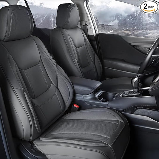 Coverland Custom Truck Car Seat Covers Front Seats for [2009-2015 Tacoma Access, Regular, Double Cab Bucket Seats] - Protector Water Resistant Leather Memory Form Seat Cushion [Front-Dark Gray]