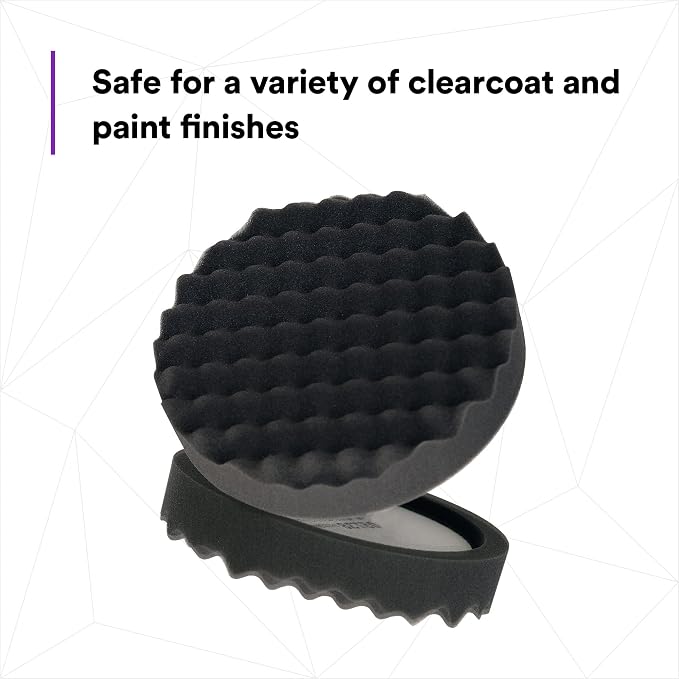 3M Perfect-It Foam Polishing Pad, 05738, 8 in, 1 Pad, Single Sided, Black, Waffle Face, Buffing and Polishing