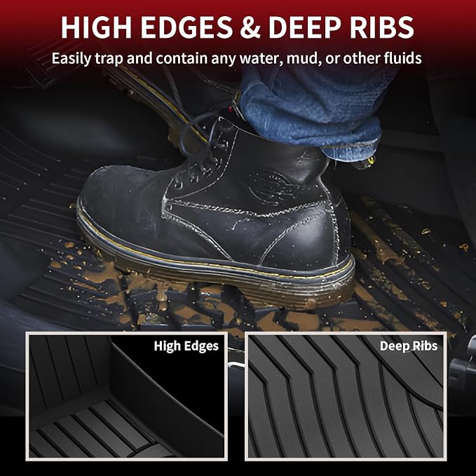 LASFIT Floor Mats for Mercedes Benz C Class 2021 2020 2015-2019 C300 / C400 / C350e / C43 AMG / C63 AMG / C63 AMG S (Fit Sedan Only), All Weather TPE Floor Liners for C Class 1st & 2nd Row Mats