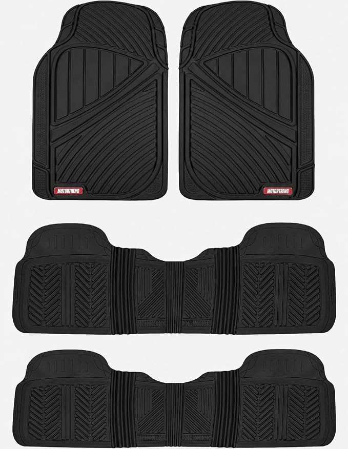 Motor Trend 3-Row Rubber Floor Mats & Liners for Car SUV Van 7 Seater, 6 Seater, 8 Seater 3rd Row Car Floor Mats Heavy Duty All Weather Full Interior Protection, FlexTough Avanced Performance