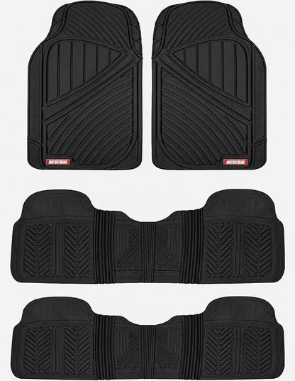 Motor Trend 3-Row Rubber Floor Mats & Liners for Car SUV Van 7 Seater, 6 Seater, 8 Seater 3rd Row Car Floor Mats Heavy Duty All Weather Full Interior Protection, FlexTough Avanced Performance