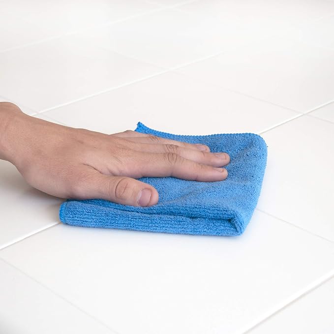 CleanAide 300 GSM Ultra Absorbent Microfiber Cleaning Towels for Kitchen, Car, and Home, Reusable Lint-Free Cloths, Scratch-Free, Streak-Free, Wet or Dry Cleaning, 12x12 in, 50-Pack, Blue