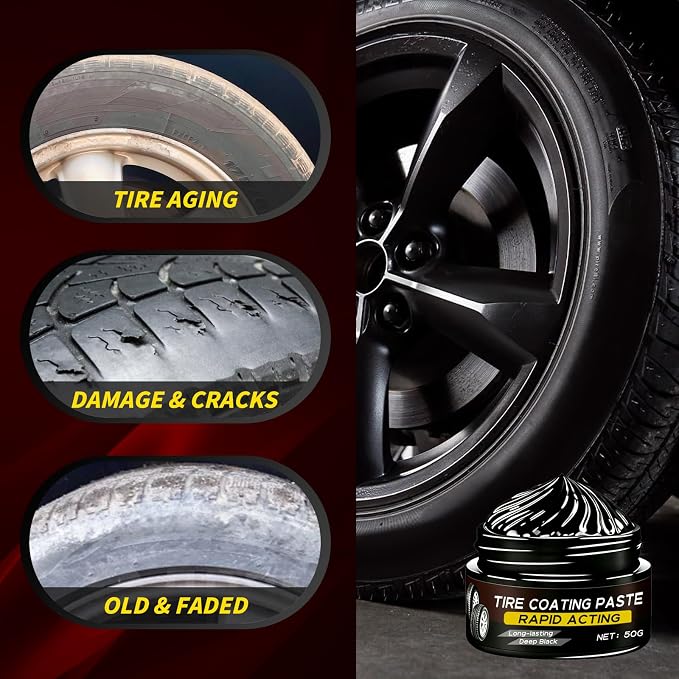 Premium Tire Coating & Trim Restorer, Bring Back the Original Deep Black Shine to Rubber and Plastic, Long Lasting Gloss Finish, Tire Coating Paste for Car Tire Plastic Trim Care, Maintenance (2 Set)