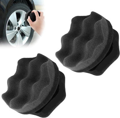 2 PCS Tire Shine Applicator Pad,Hex Grip Tire Dressing Applicator Polishing Sponges Pads,Reusable Tire Shine Sponge Wave,Tire Shine Brush,Car Detailing Sponge for Auto Polishing Cleaning Waxing