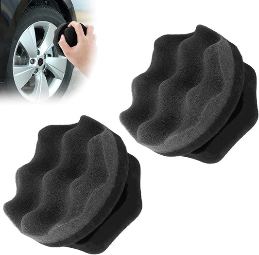 2 PCS Tire Shine Applicator Pad,Hex Grip Tire Dressing Applicator Polishing Sponges Pads,Reusable Tire Shine Sponge Wave,Tire Shine Brush,Car Detailing Sponge for Auto Polishing Cleaning Waxing