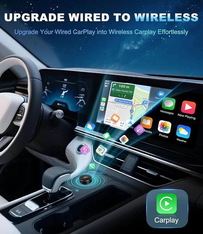 Wireless CarPlay Adapter for Apple, Convert Wired to Wireless CarPlay Adapter, USB-C/Type-C, Plug & Play, Car Play Dongle Stick Only for Apple Wired CarPlay Cars & for iPhone iOS 10+
