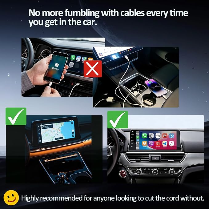 CarPlay Adapter, USB Interface Plug and Play, Connects Phone and car Screen Through WiFi and Bluetooth, Suitable for Apple and Android Systems