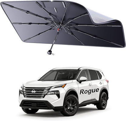 2026 Upgraded Windshield Sun Shade Umbrella for Nissan Rogue [Precision Custom Fit, Superior UV & Heat Block] Cooling Tech Fabric, Durable Foldable with Storage Bag, Fits 2008-2025