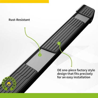 AUTOSAVER88 6 Inches Running Boards Compatible with Chevy Silverado/GMC Sierra 2019-2026 1500, 2020-2026 2500HD 3500HD Crew Cab, Black Side Steps Stainless Steel Nerf Bars