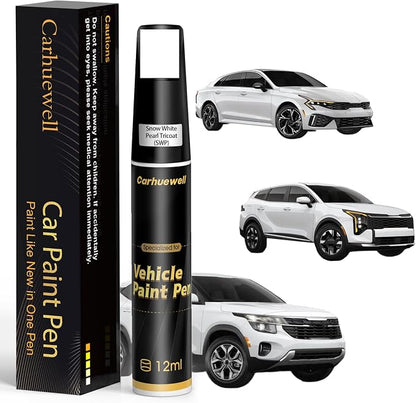 (SWP) Snow White Pearl Tricoat Touch Up Paint Compatible with Kia, Exact Match Car Paint Pen Automotive Scratch Repair Remover Kit Quick & Easy Solution for Vehicle Chips and Nicks