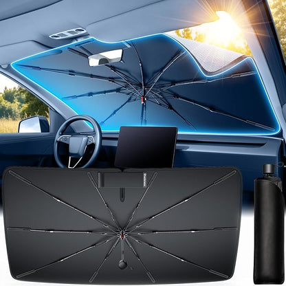 Car Windshield Sun Shade Umbrella [2026 Ice Shield] Custom Fit: GMC Terrain, Kia Seltos, Buick Envista & More Compact SUV/Sedan Car Accessories, Anti-Scratch Max Cool Interior Protector