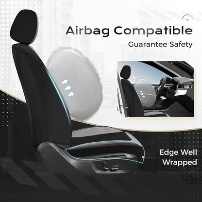 Coverado Air Mesh Seat Cover, Car Seat Cover Front Seats, 3D Breathable Seat Protectors Sports Carbon Fiber Design Airbag Compatible Comfort Universal for Most Cars, Van,Trucks, SUV, Black&Grey