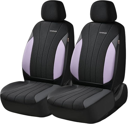 Coverado Seat Covers Full Set, Automotive Car Seat Covers 5-piece, Car Protectors 5 Seats for Car, Purple Auto Seat Covers Spill-Proof Design Universal Fit for SUV, Vans, Sedan, Truck