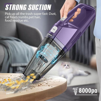 Bossdan Handheld Vacuum Cordless – Car Vac Portable with 8KPA & Multi Accessories & Low Noise, Lightweight Hand Held Vacuum Cordless Rechargeable for Car/Home/Dust/Pet Hair, Mine Portable Vacuum