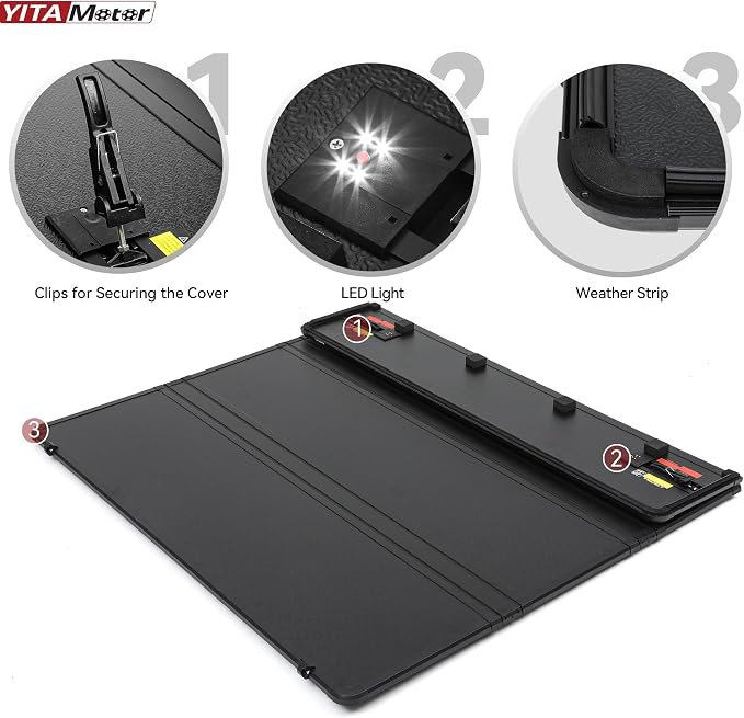 YITAMOTOR Quad Fold Hard Truck Tonneau Cover Fits for Dodge Ram 1500 2009-2026 (Classic & New) with 5.7ft Bed, Heavy-Duty Aluminum Alloy Bed Cover, Black