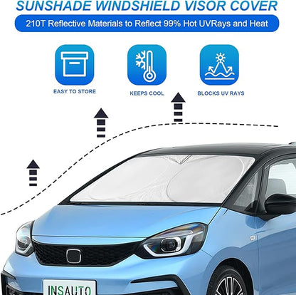 INSAUTO for RAV4 Car Windshield Cover, Windshield Sun Shades Foldable Sunshade for Toyota RAV4 2013-2023 SUV Crossover Front Window Custom Fit Sun Visor Heatshield Protector Car Accessories