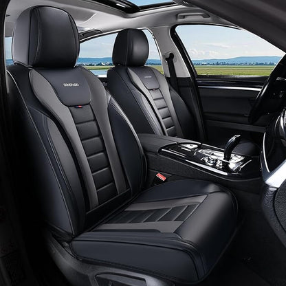 Coverado Car Seat Covers Full Set, Seat Covers for Cars, Front Seat Covers and Back Seat Cover Waterproof Leather Automotive Seat Cover, Universal Car Interior Protectors Cushion for Most Cars