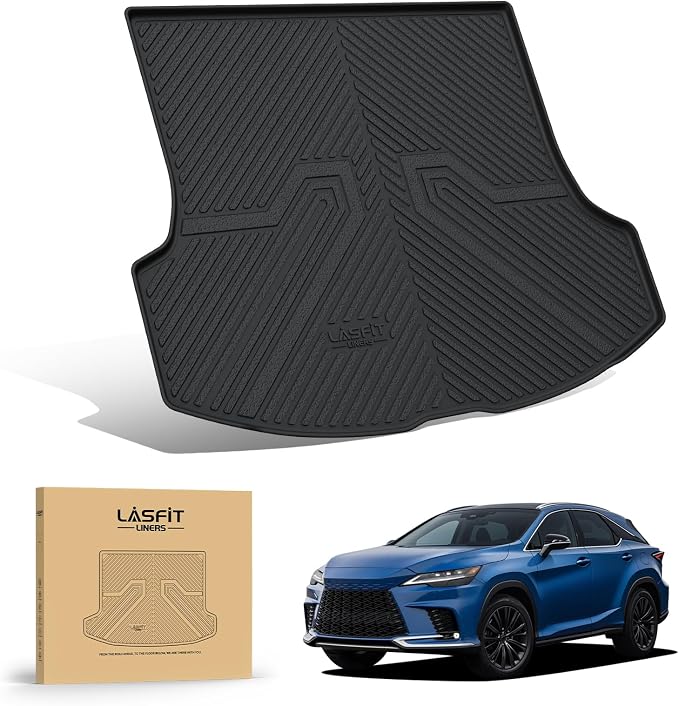 LASFIT Trunk Mat for Lexus RX/RX350/RX350h/RX500h 2025 2024 2023 2026, All Weather TPE RX 350 Cargo Mats Custom Fit for Lexus RX350 Cargo Liner Front & Rear Trunk Liner, Black, Easy to Clean