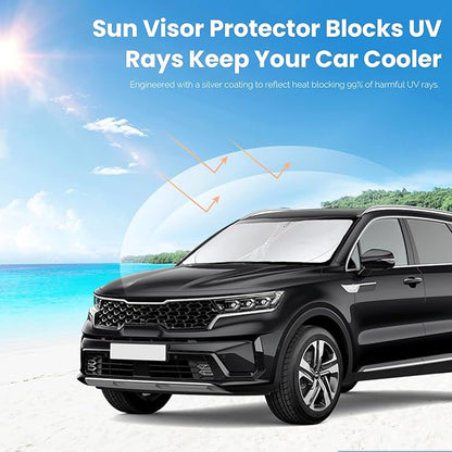 Custom Fit Sorento Windshield Sunshade for 2016-2019 2020 KIA Sorento Front Window Shades Cover for Windshield Sun Visor Protector for Kia Reflector Block Heat and Sun Protection Cooler Accessories