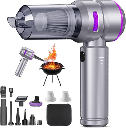 Cordless Car Vacuum 22000PA, Handheld with Brushless Motor, 4-in-1 Portable Vacuum & Blower/Inflator, HEPA Filter, Pet Brush, Type-C for Car Home Office (Purple)
