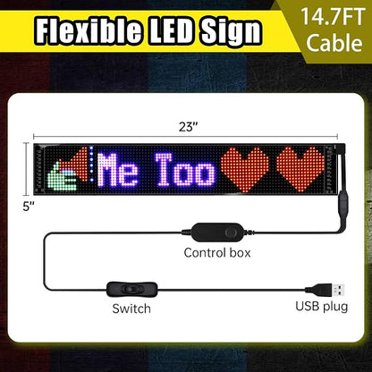 Programmable LED Signs | Flexible LED Advertising Sign | Bluetooth APP | Custom Editor Animations/Text/Graffiti (23"x 5")