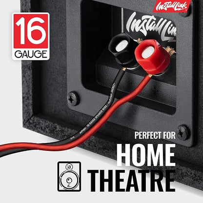 16 AWG Gauge Speaker Wire Cable Stereo, Car or Home Theater, CCA (100 Feet) by Install Link