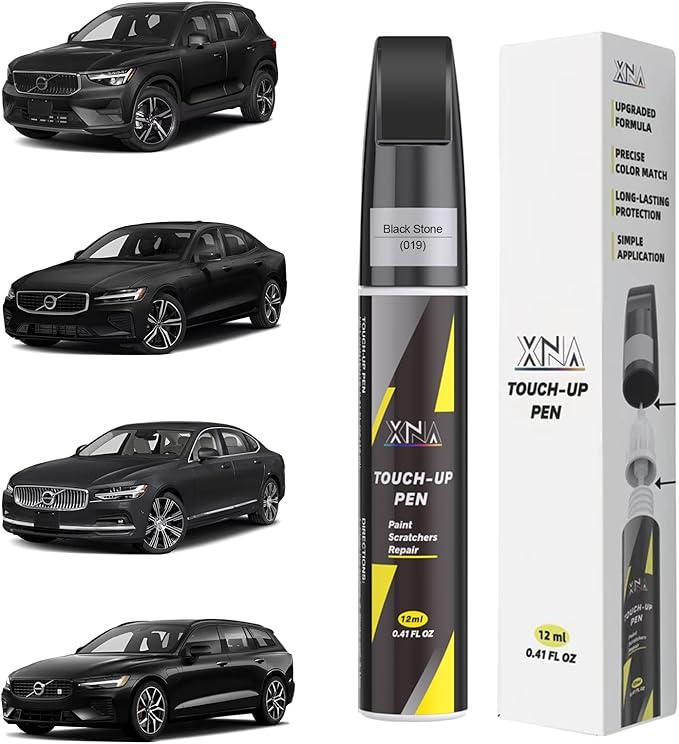 XNA Black Stone(019) for Volvo Touch Up Paint, Car Scratch Remover for Nicks and Chips Repair, 2-In-1 Quick & Easy Fix Car Scratch Repair Kit with Exact Color-Matched