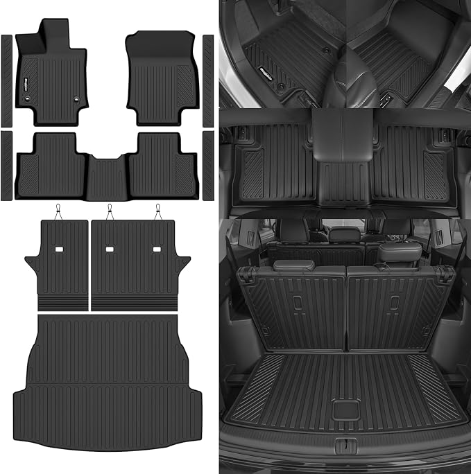 Floor Mats for Toyota RAV4 2019-2025 Gas Only, Trunk Mat and Backrest Mat & Door Sill Guard All Weather TPE Protector for Toyota RAV4 Accessories