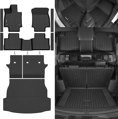 Floor Mats for Toyota RAV4 2019-2025 Gas Only, Trunk Mat and Backrest Mat & Door Sill Guard All Weather TPE Protector for Toyota RAV4 Accessories